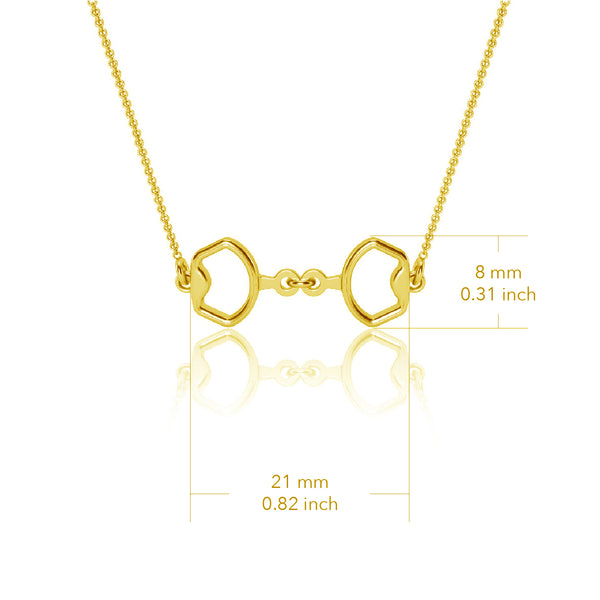 Horse Bit Equestrian Pendant Necklace - Gold