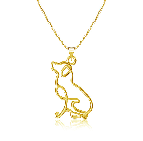 Labrador Silhouette Pendant Necklace - Gold
