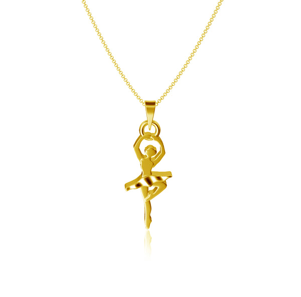 Ballet Dancer Pendant Necklace - Gold