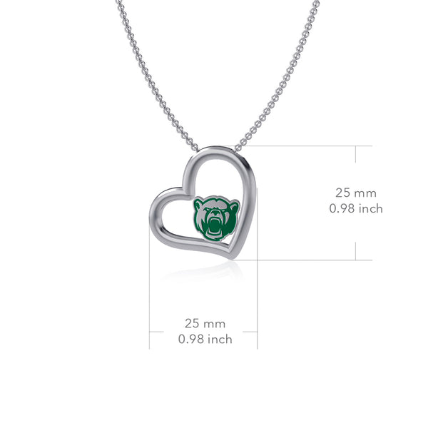 Baylor Bears Silver Heart Pendant Necklace