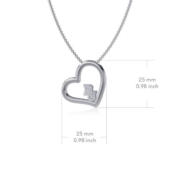 Baylor Bears Silver Heart Pendant Necklace