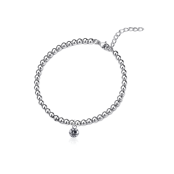Basketball Silver Beaded Bracelet