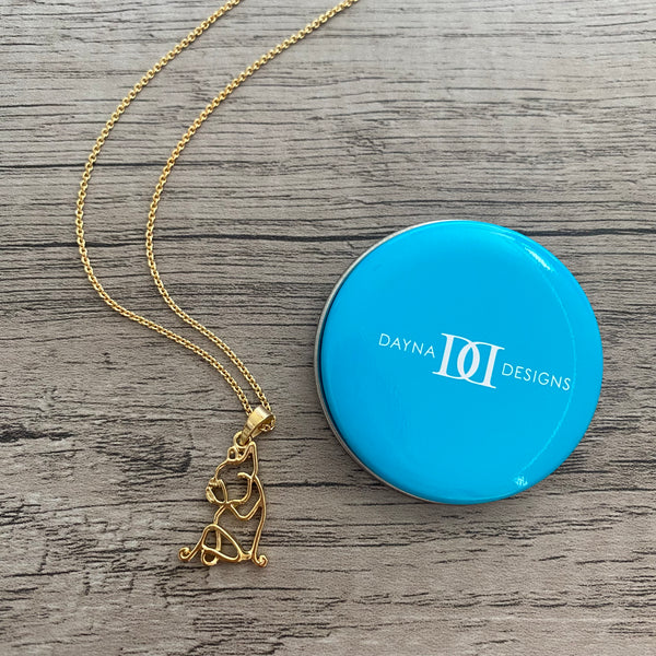 Bulldog Silhouette Pendant Necklace - Gold