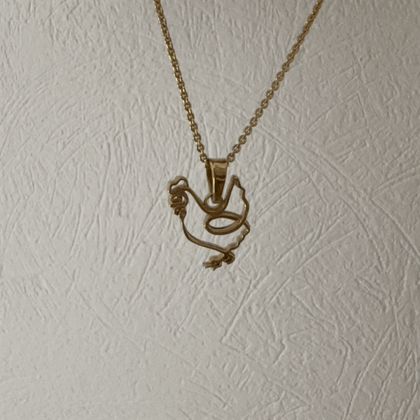 Chicken Pendant Necklace - Gold