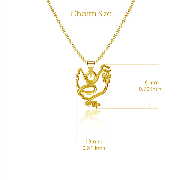 Chicken Pendant Necklace - Gold