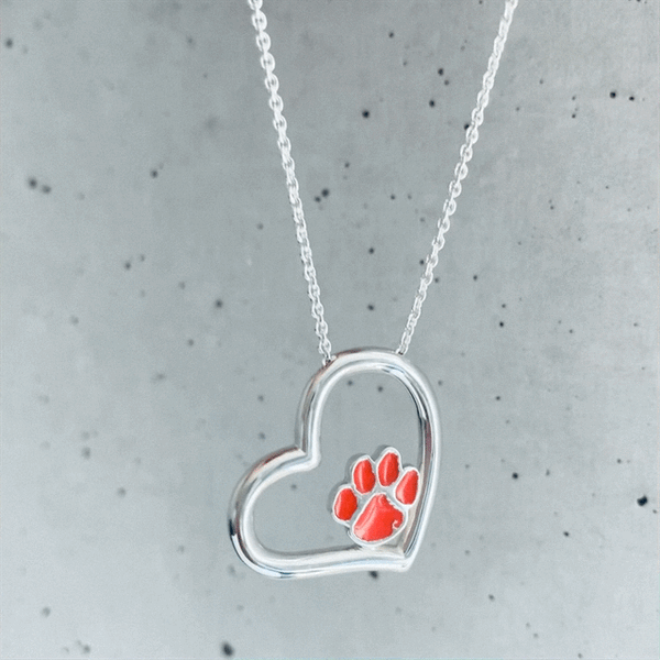 Clemson University Heart Necklace - Enamel