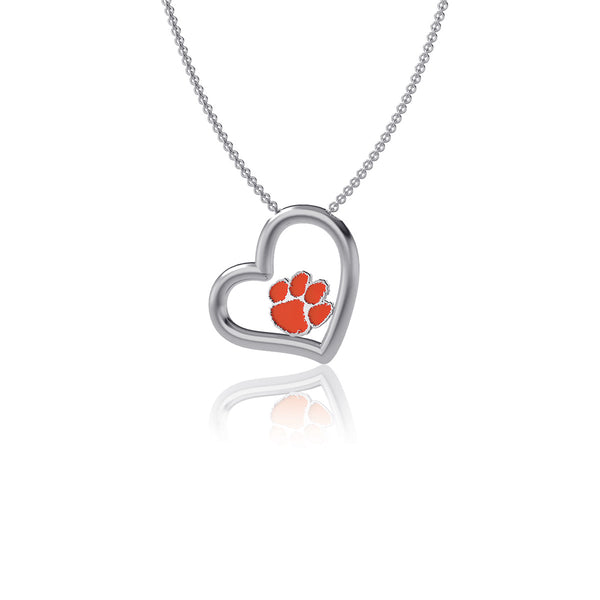 Clemson University Heart Necklace - Enamel