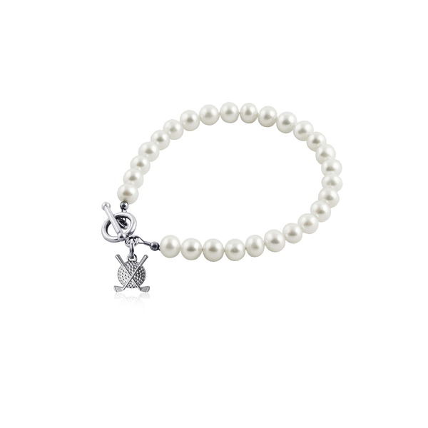 Golf Clubs Pearl Bracelet - Silver