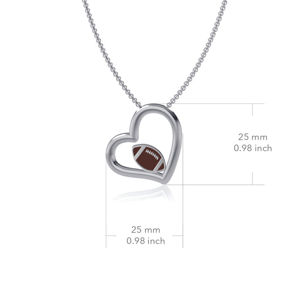 Football Heart Necklace - Enamel