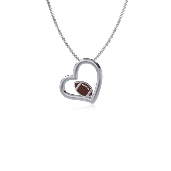 Football Heart Necklace - Enamel