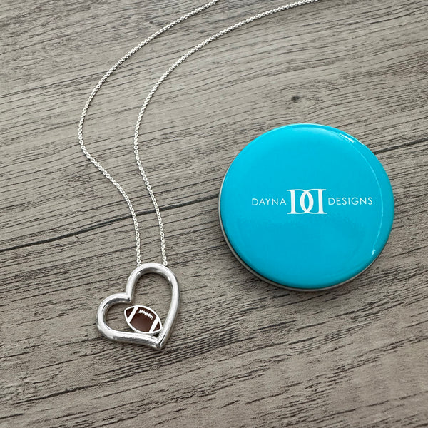 Football Heart Necklace - Enamel