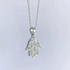 Crystal Hamsa Necklace - Silver