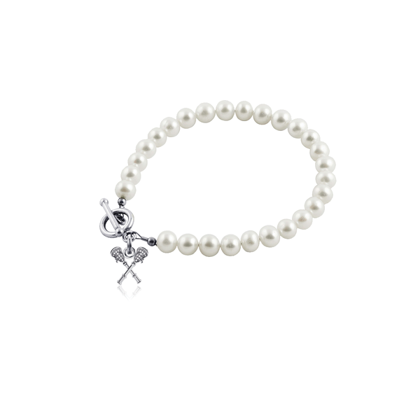 Lacrosse Sticks Pearl Bracelet - Silver