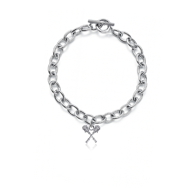 Lacrosse Sticks Link Bracelet - Silver