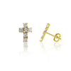 Mini Crystal Cross Stud Earrings - Gold