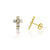Mini Crystal Cross Stud Earrings - Gold