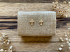 Mini Crystal Cross Stud Earrings - Gold