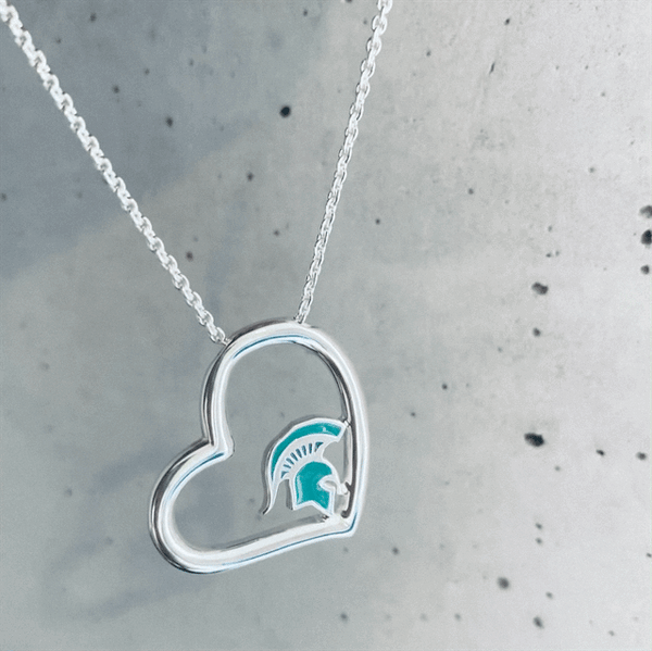 Michigan State University Heart Necklace - Enamel