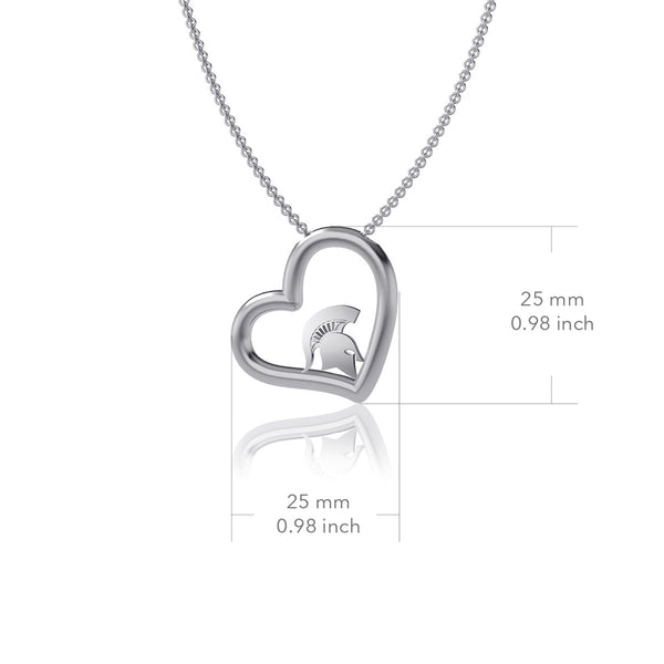 Michigan State University Heart Necklace - Silver