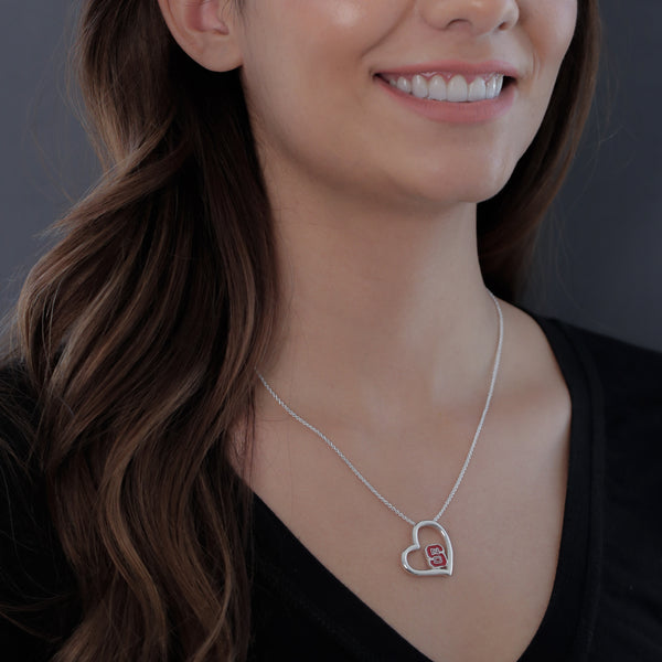 NC State University Heart Necklace - Enamel