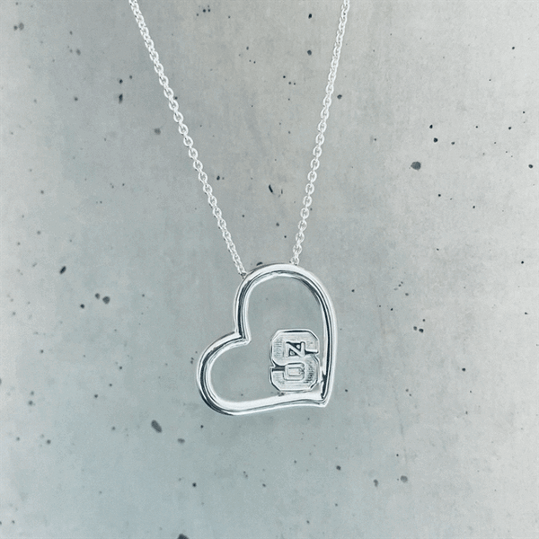 NC State University Heart Necklace - Silver