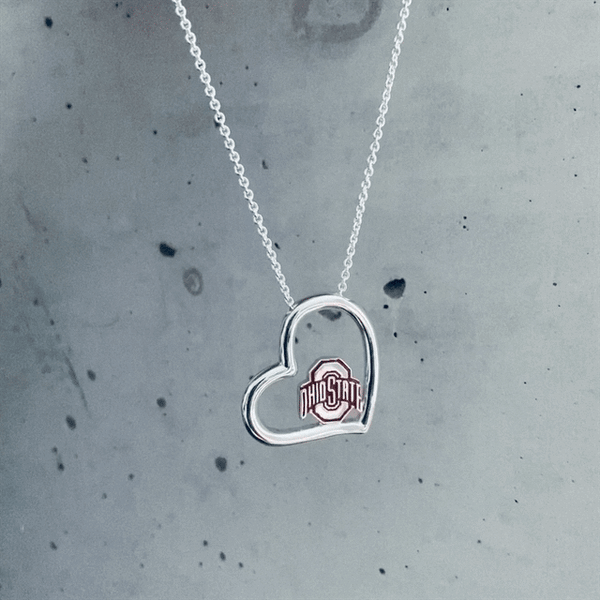 Ohio State University Heart Necklace - Enamel