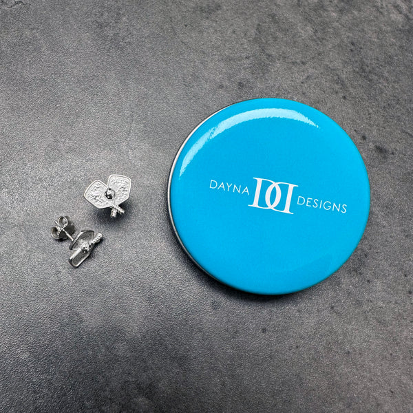 Pickleball Stud Earrings - Silver