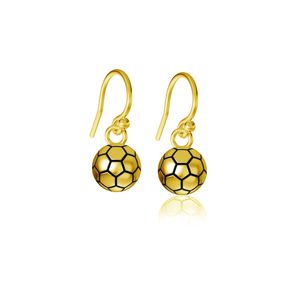 Soccer Ball Dangle Earrings - Gold