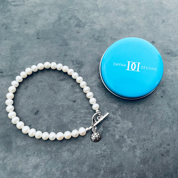 Soccer Pearl Bracelet - Silver