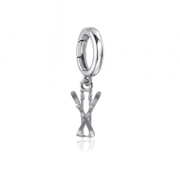 Ski Bracelet Charm - Silver