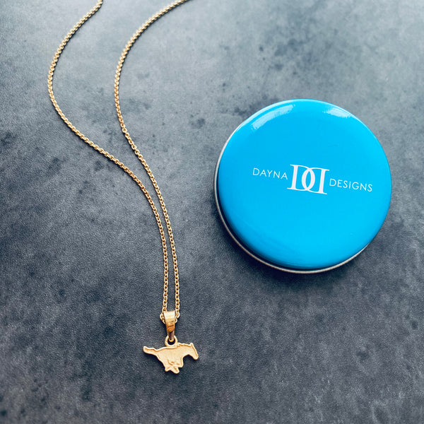 Southern Methodist Mustangs Pendant Necklace - Gold