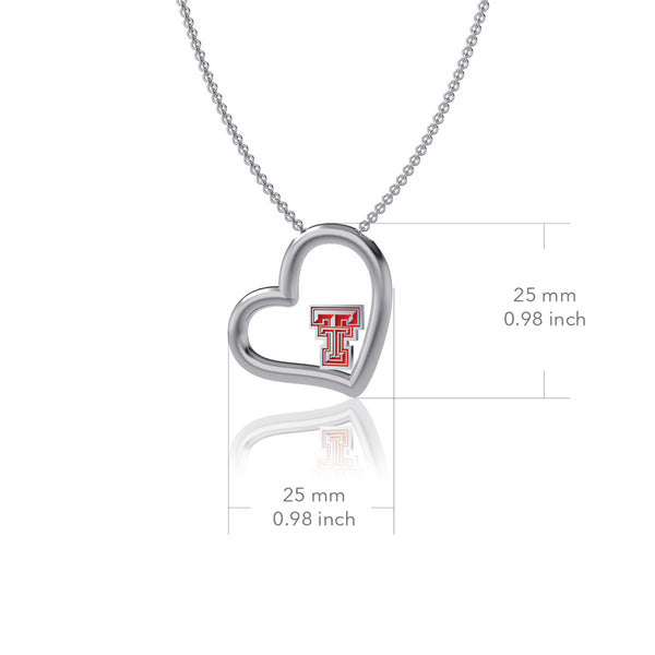 Texas Tech University Heart Necklace - Enamel
