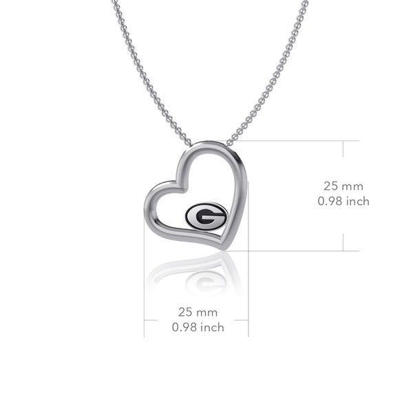 University of Georgia Heart Necklace - Silver