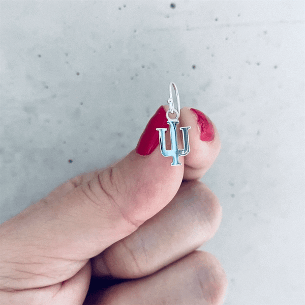 Indiana University Dangle Earrings - Silver