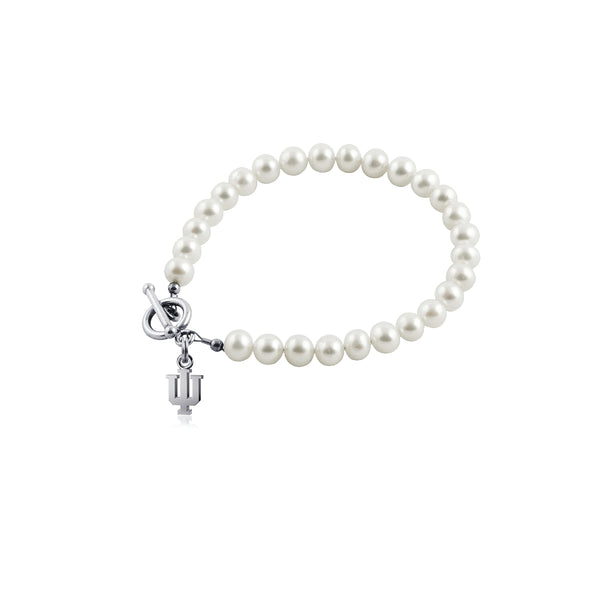 Indiana University Pearl Bracelet - Silver
