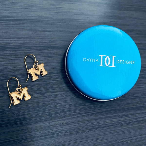 University of Michigan Dangle Earrings - Gold