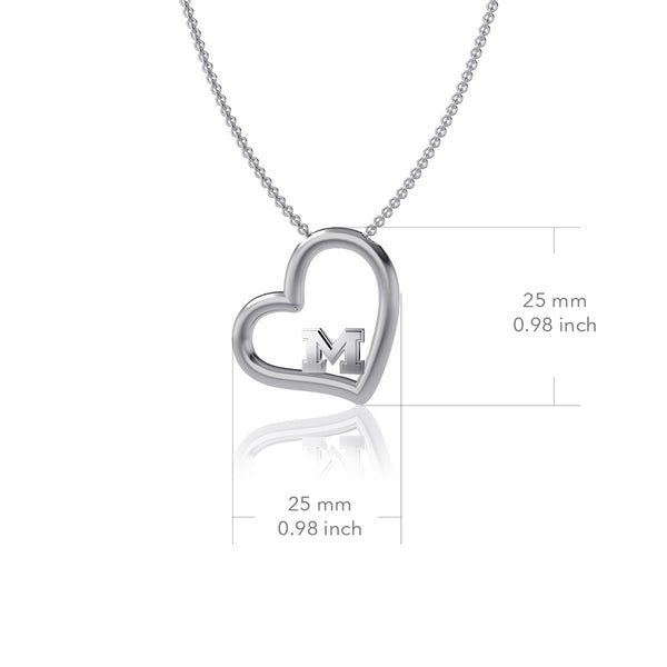 University of Michigan Heart Necklace - Silver