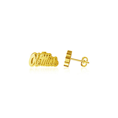 Mississippi Ole Miss Rebels Post Earrings - Gold Plated
