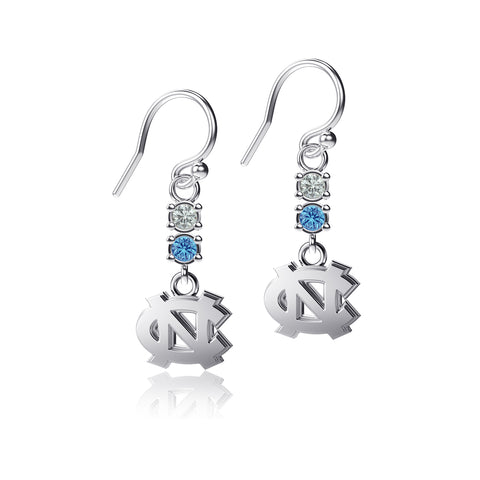 University of North Carolina Crystal Dangle Earrings - Silver
