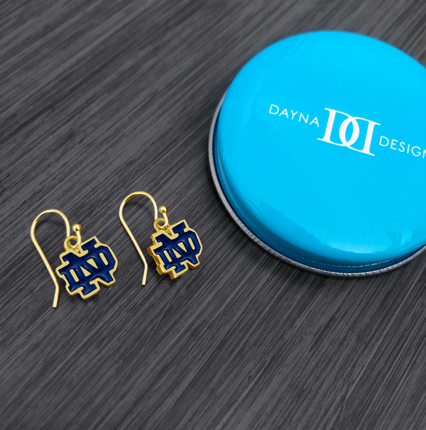 University of Notre Dame Gold Dangle Earrings