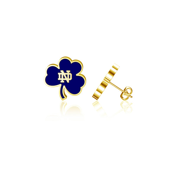 University of Notre Dame Shamrock Stud Earrings - Gold Enamel