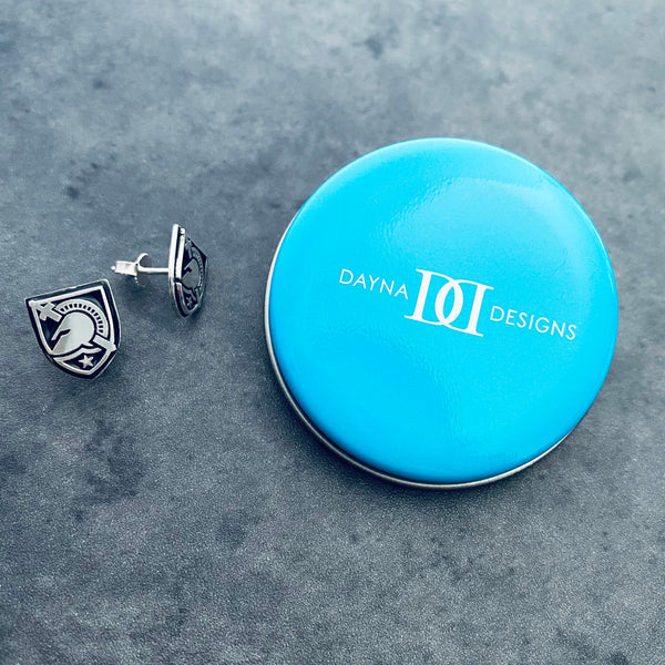 US Military Academy Black Knights Stud Earrings - Enamel