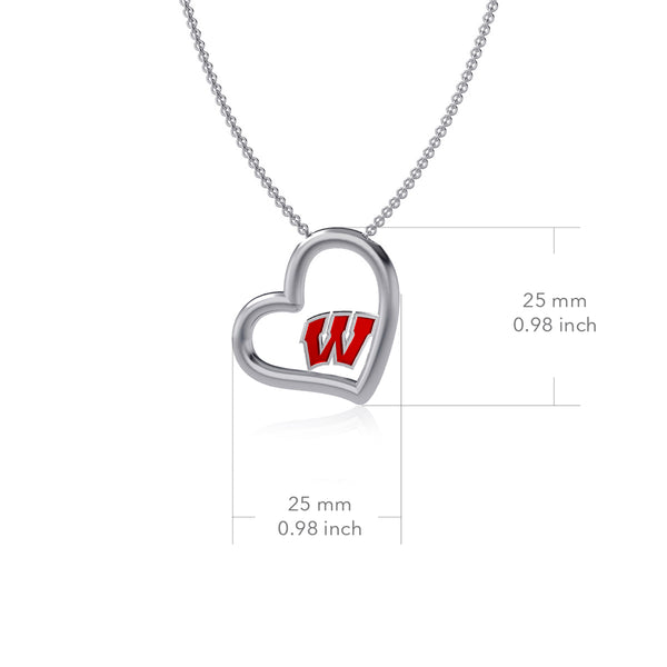 University of Wisconsin W Heart Pendant Necklace - Enamel