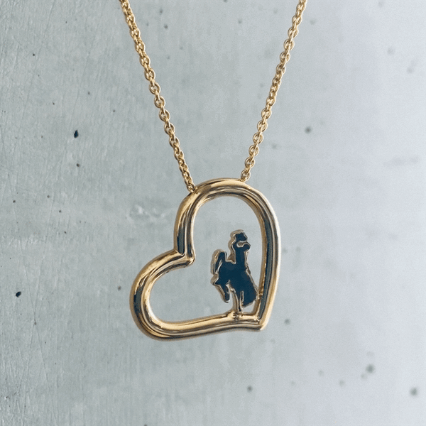 University of Wyoming Gold Heart Necklace