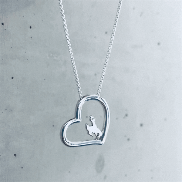 University of Wyoming Heart Necklace - Silver
