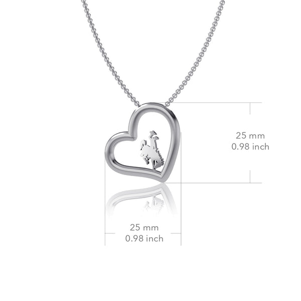 University of Wyoming Heart Necklace - Silver