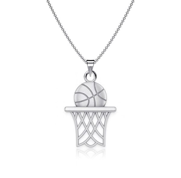 Basketball Hoop Pendant Necklace - Silver