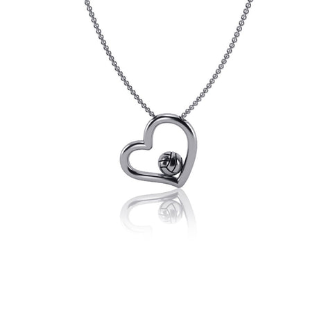 Volleyball Heart Necklace - Silver
