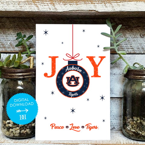 Auburn University Joy Christmas Greeting Card - Digital Download