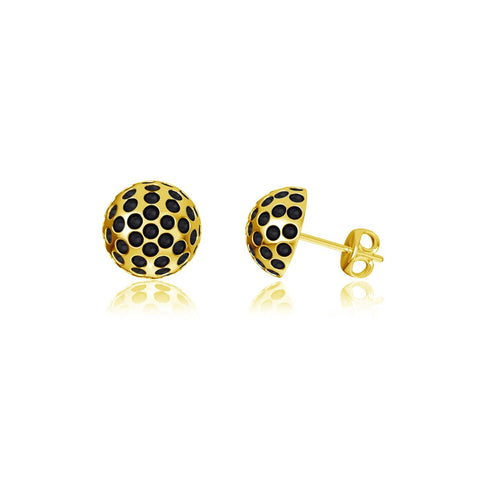 Golf Ball Post Earrings - Gold Plated